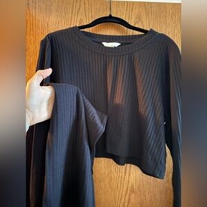 H&M Black Ribbed Long Sleeve Tee